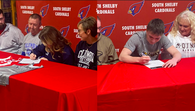 South Shelby Seniors Kamryn Mitchell and Cameron Wiseman Sign to Compete in College